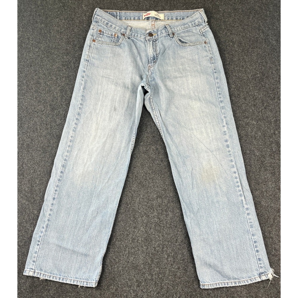 Levis 550 Relaxed Fit Jeans Youth 14 Husky Light Wash Distressed Y2K Grunge